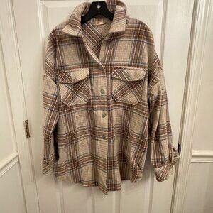 Altar’d State Plaid Oversized Shacket Shirt Jacket Size M